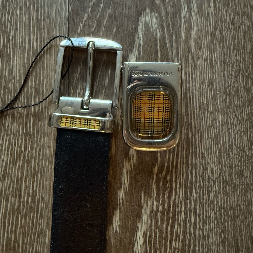 Black Belt with Silver Plaid Buckle